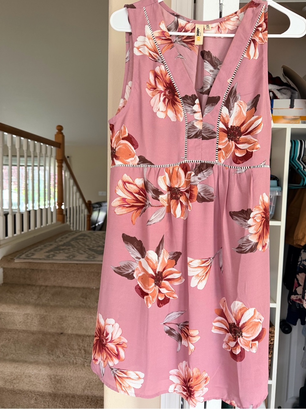 Floral Sleeveless Dress or shirt in Dusty Rose